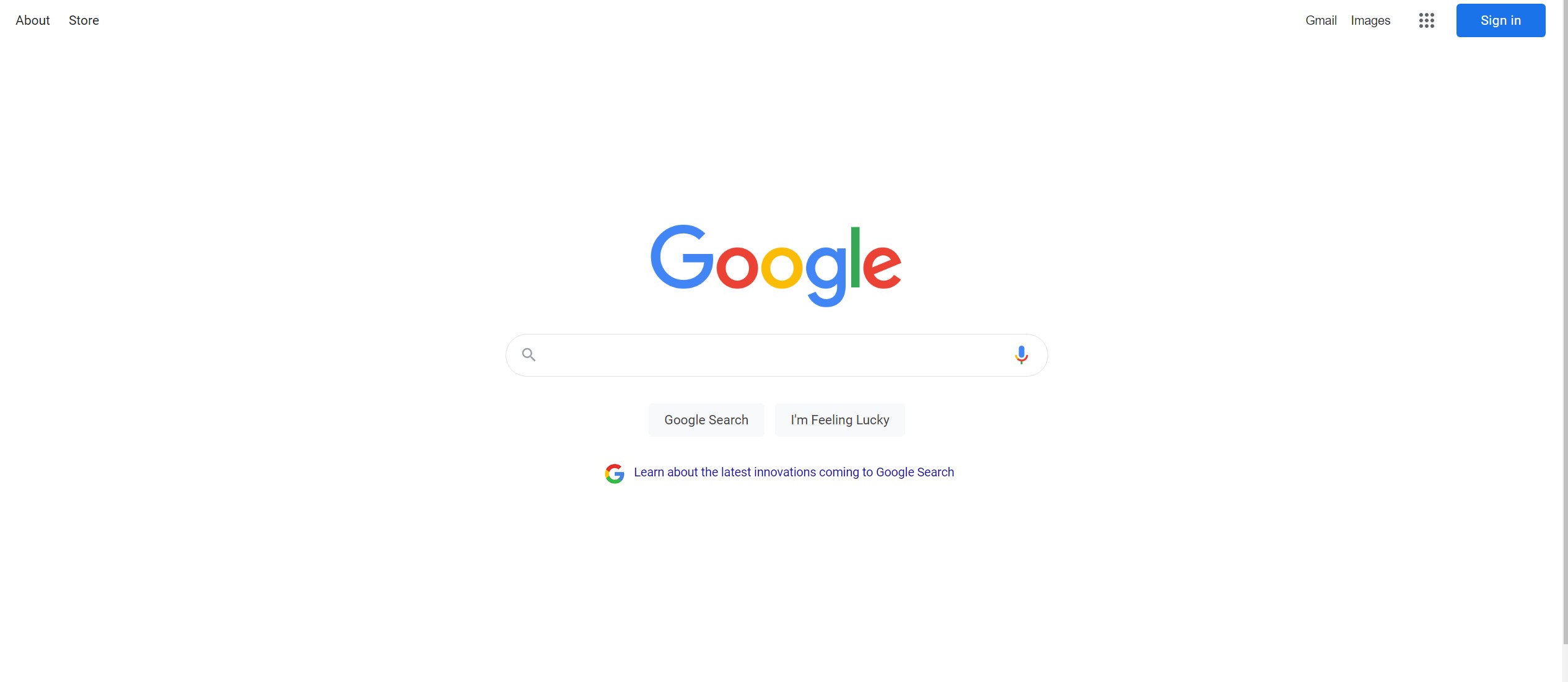 Screenshot of Google Homepage in 2022